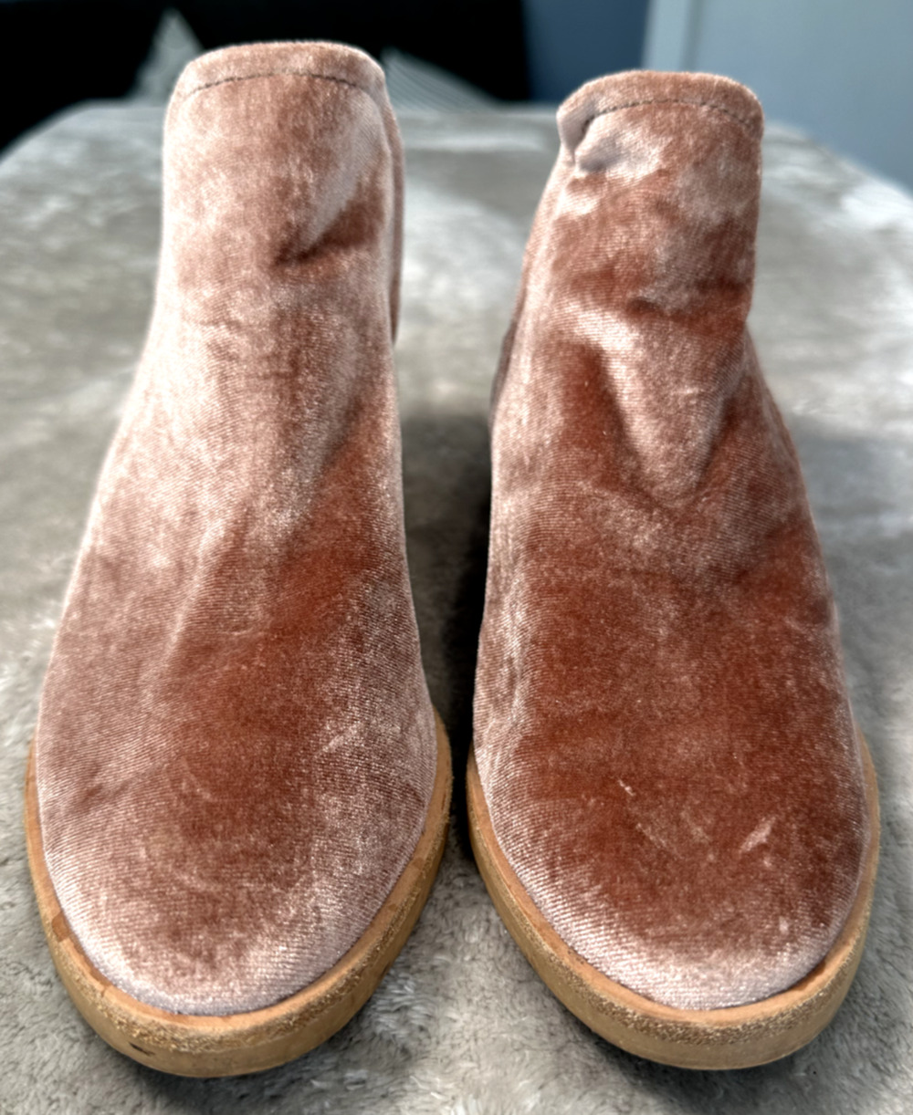 Dolce Vita Mauve Pink Blush Velvet Ankle Boots Booties Womens Size 8 Boho
